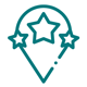 three star achievement icon with decorations indicating recognition and success