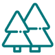 two stylized trees in green and blue colors representing nature and outdoor scenery