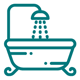bathroom symbol showing a bathtub with showerhead representing relaxation and hygiene in 8 different styles